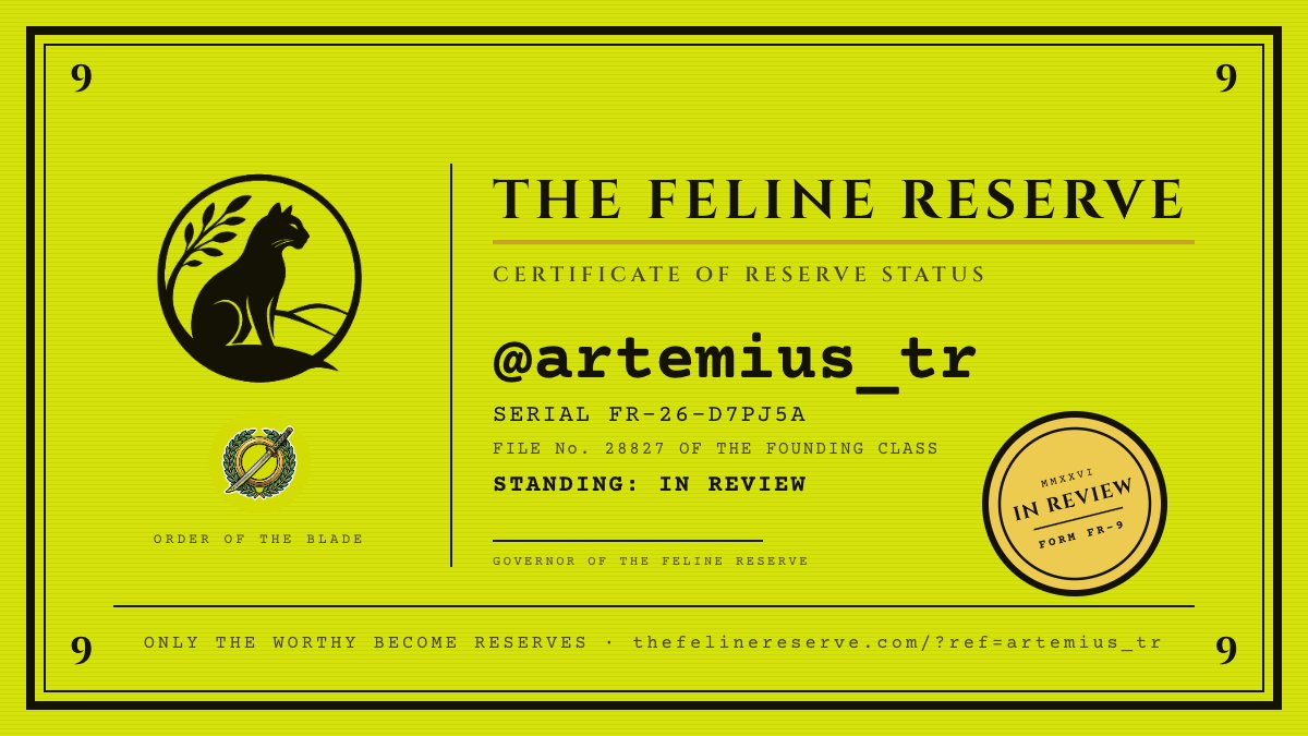 Artemius_tr's tweet photo. @FelineReserve Approved https://t.co/FnlLBzlIgZ