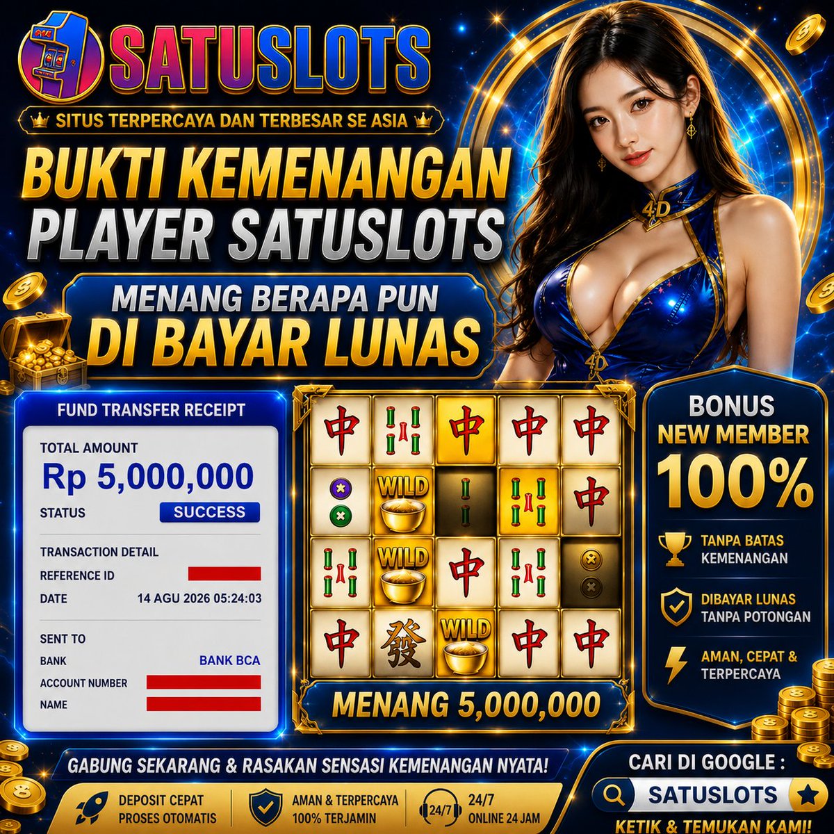Satuslots_'s tweet photo. 🚨 CAIR Rp5.000.000! 🚨

Member menang, proses cepat, dibayar penuh tanpa potongan. 🔥

Yuk daftar sekarang &amp; buktikan sendiri! 🔥”
🚀 Link Enak : https://t.co/FQhx3HvUfT

#SATUSLOTS #MemberMenang #BuktiKemenangan
#BudimanDiDesa #SingingWithHQ #MicandMemories https://t.co/lsnICE8R4a