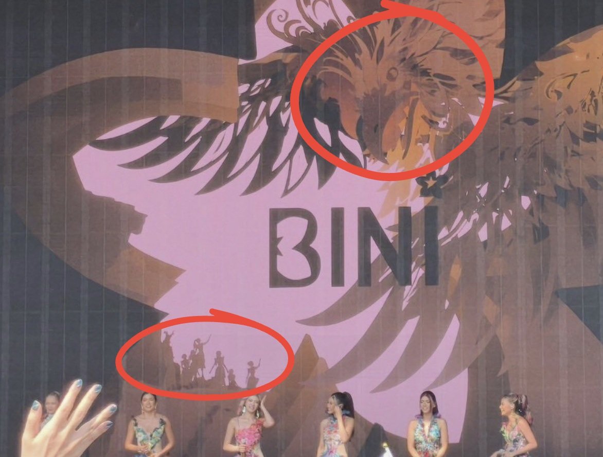 AllAboutBINIPH's tweet photo. Beyond the Sarimanok-inspired outfits, BINI's visual LED screen also featured a BINI logo incorporating the 'Sarimanok', alongside silhouettes of human figures and what appears to be a Philippine deer or another native animal/mythical figure during their Summer Sonic 2026 performance in Osaka, Japan.

— A proud showcase of Filipino culture, identity, and heritage on the international stage.

#BINI_SummerSonic2026 #BINIxSummerSonic2026