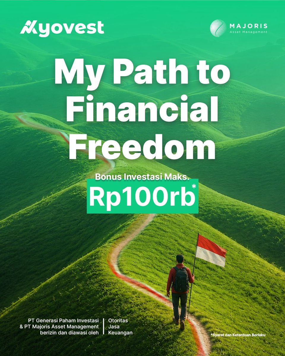 ayovestid's tweet photo. Your path to financial freedom starts here. 
Mulai investasimu dan nikmati maksimum bonus Rp100.000.
Karena setiap langkah hari ini berarti untuk masa depan.

Investasi sesuai dengan tujuan keuangan dan profil risikomu.

#PromoReksaDana https://t.co/oZFdVFqRkI