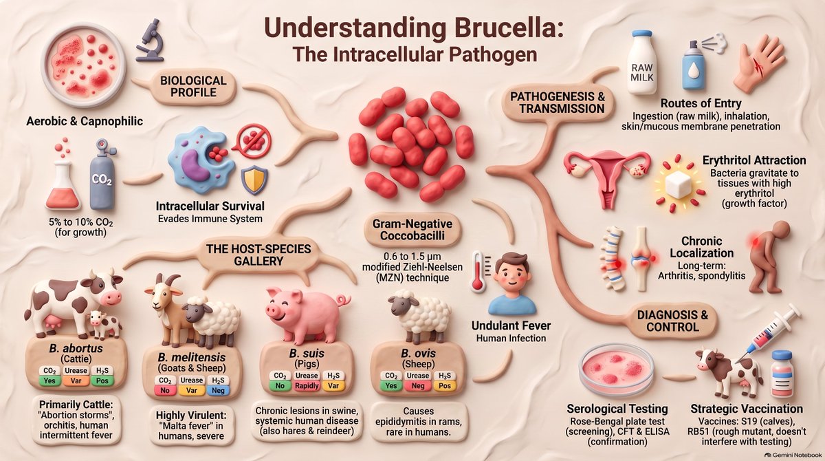 drmmks's tweet photo. 🦠Brucella is an important intracellular &amp; zoonotic pathogen. This infographic covers its biological profile, intracellular survival, transmission, host specificity, pathogenesis, diagnosis &amp; control. 🔬 #Brucella #Brucellosis #VetMed #OneHealth #Microbiology #SciWhizMicrobiology https://t.co/k44dVK4UnG