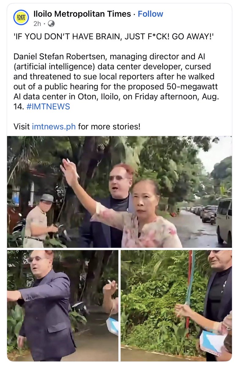 alasiye7e's tweet photo. Ganito ka-balasubas at kalakas loob ng mga AI data center developer na tarantaduhin at maliitin lahi natin. Tapos tingin niyo may paki sila sa kaunlaran ng bansa natin? LOL https://t.co/NpLNjLvedZ