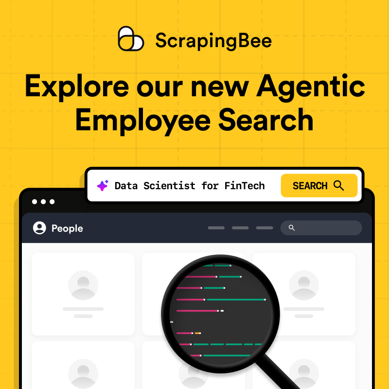 ScrapingBee's tweet photo. Need to find data analysts in France, software engineers in Portugal working for US firms, or Fortune 500 CTOs?

Skip setting up complex search filters. With our Agentic Employee Search, describe who you need in a plain English prompt and get structured profiles back in seconds.

Docs linked below 👇

https://t.co/xDFSswVnys