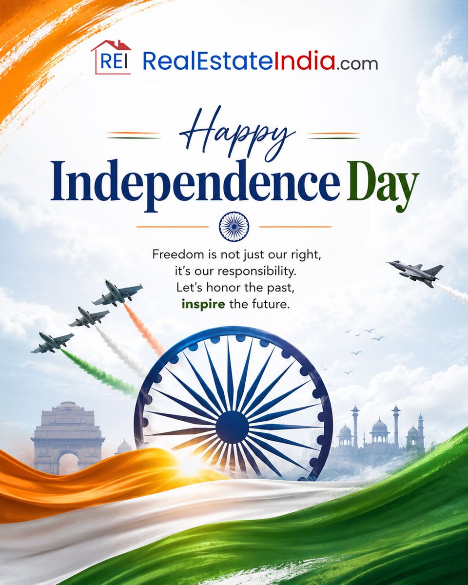 propertydir's tweet photo. 🇮🇳 Happy Independence Day!

This Independence Day, let’s celebrate the spirit of freedom, responsibility, and progress.
🌐 https://t.co/QrPaTbURPb

#HappyIndependenceDay #IndependenceDay #JaiHind #ProudIndian #Freedom #India #RealEstateIndia #CelebrateFreedom #NationFirst https://t.co/Ttkhp8Obvi