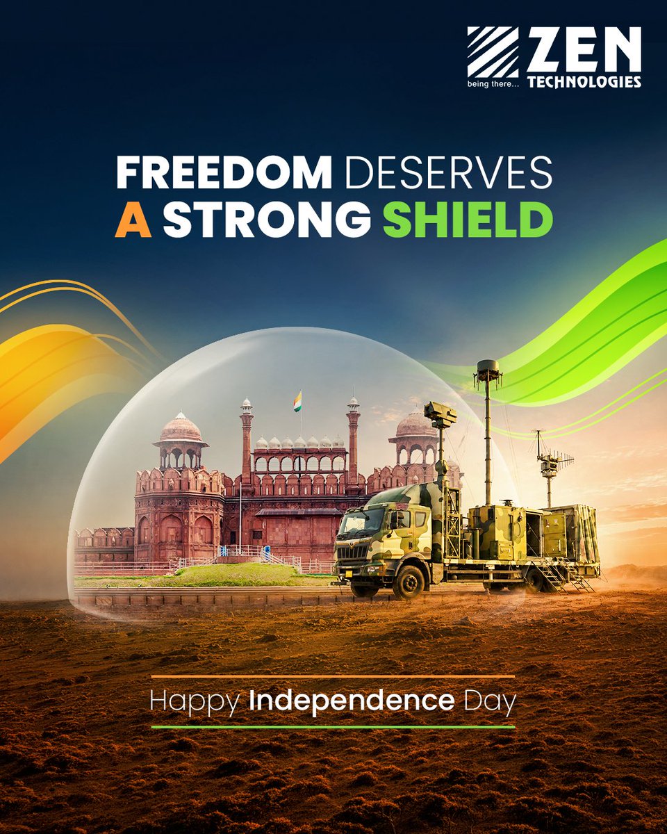 ZenTechnologies's tweet photo. The freedom we value today was built through courage, sacrifice, and a shared sense of responsibility.

At Zen Technologies, we remain committed to building purposeful technology that strengthens our nation’s ability to protect its people and its freedom.

Happy Independence Day!

#IndependenceDay #India #MissionDriven #DefenceInnovation #ZenTechnologies