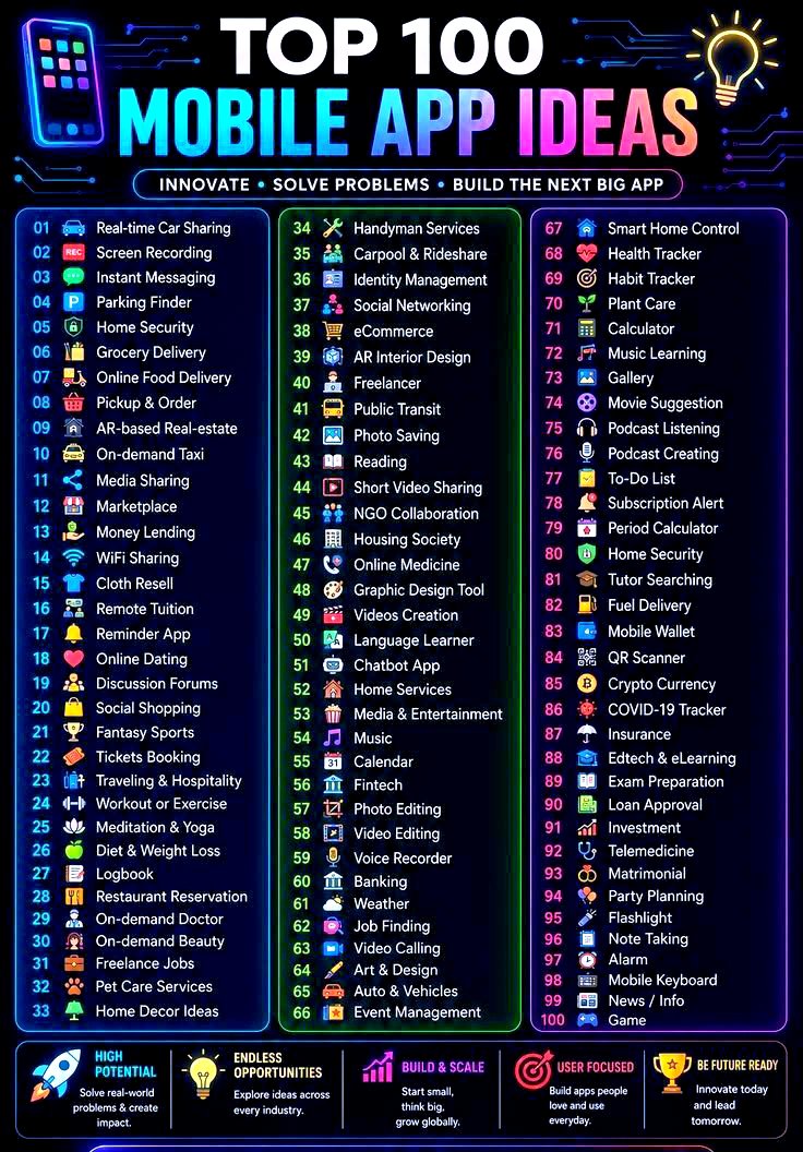 Arina_sharmi's tweet photo. 100 app ideas. One could change your future. https://t.co/89BS1nLVta