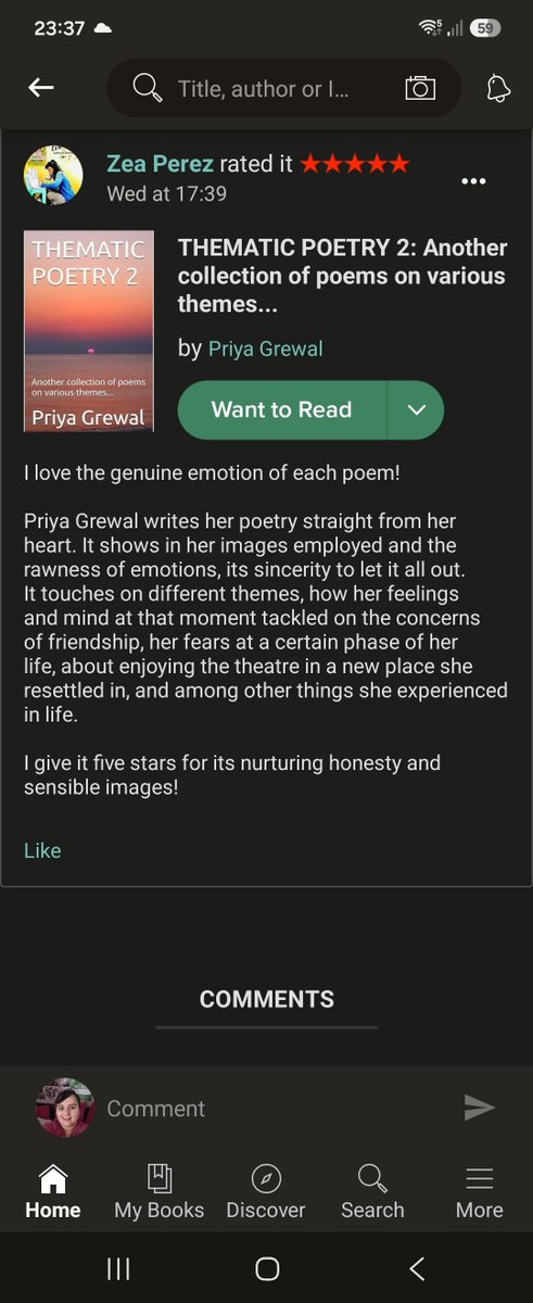PriyaGr96062102's tweet photo. Thank you so much to Zea Perez for her review on Goodreads for my poetry book 'THEMATIC POETRY 2' by myself Priya Grewal. Your words mean so much to me! I'm so glad you enjoyed my poetry!

Link to Review: https://t.co/4ZwofAgqGO https://t.co/WvF2aQIfAl