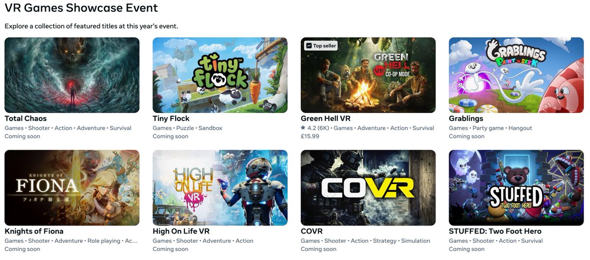 vrgamesshowcase's tweet photo. 🛍️ The VRGS Steam &amp; Meta shelves are now live! 🛍️ 

✅️ Wishlist yesterday's new announcements
👍 Pick up games with new updates
📖 Check out our partners' past games

Meta: https://t.co/P8Hu3fLPp9  | Steam: https://t.co/K6T2hFo3TB https://t.co/JSPBUXSAZg