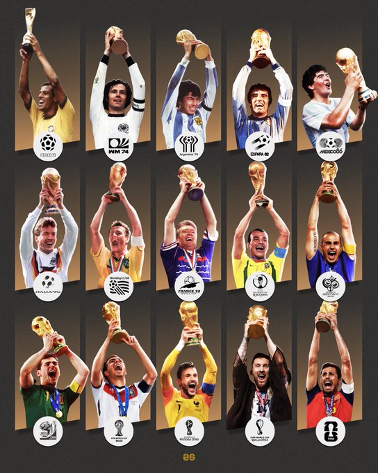 90sfootball's tweet photo. World Cup winning captains by @EmilioSansolini 🏆 https://t.co/q8LBl6Cyhu