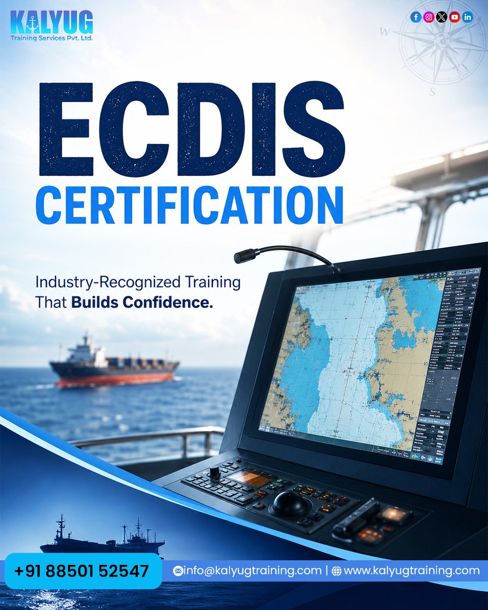 Kalyugtraining's tweet photo. Navigate Your Maritime Career with Confidence! ⚓🌊

Take your professional journey to the next level with ECDIS Certification by Kalyug Training Services Pvt. Ltd.
.
#kalyugtraining #kalyugtrainingservices #ecdiscertification #maritimetraining #marinecareer #stcwtraining https://t.co/mQuKFTAAZw