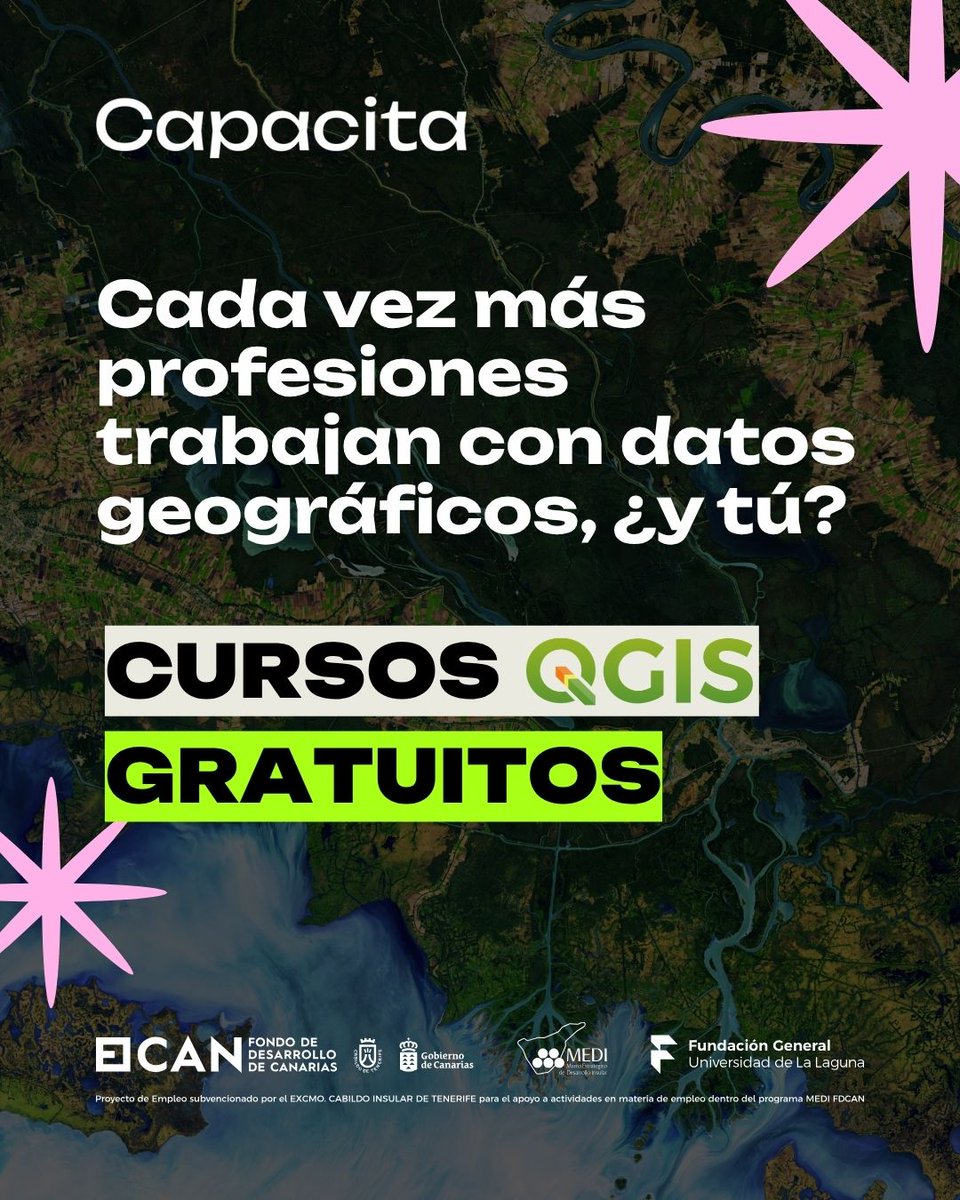 fg_ull's tweet photo. 🗺️ Aprende a analizar información geográfica con los cursos gratuitos de #Capacita.

Desde #QGIS hasta el trabajo de campo con #QField y el análisis espacial con #GeoDa, un itinerario para seguir creciendo profesionalmente.

¡Apúntate! 👇
🔗 https://t.co/e012Wo3bCL https://t.co/dXCGksNItj