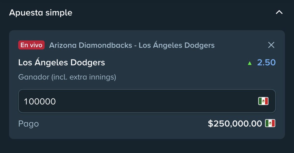 Luckymaskedx's tweet photo. Si ya le metieron a Dodgers gana en  1.50 por qué no meterle en 2.50 https://t.co/4zXma6rLFf