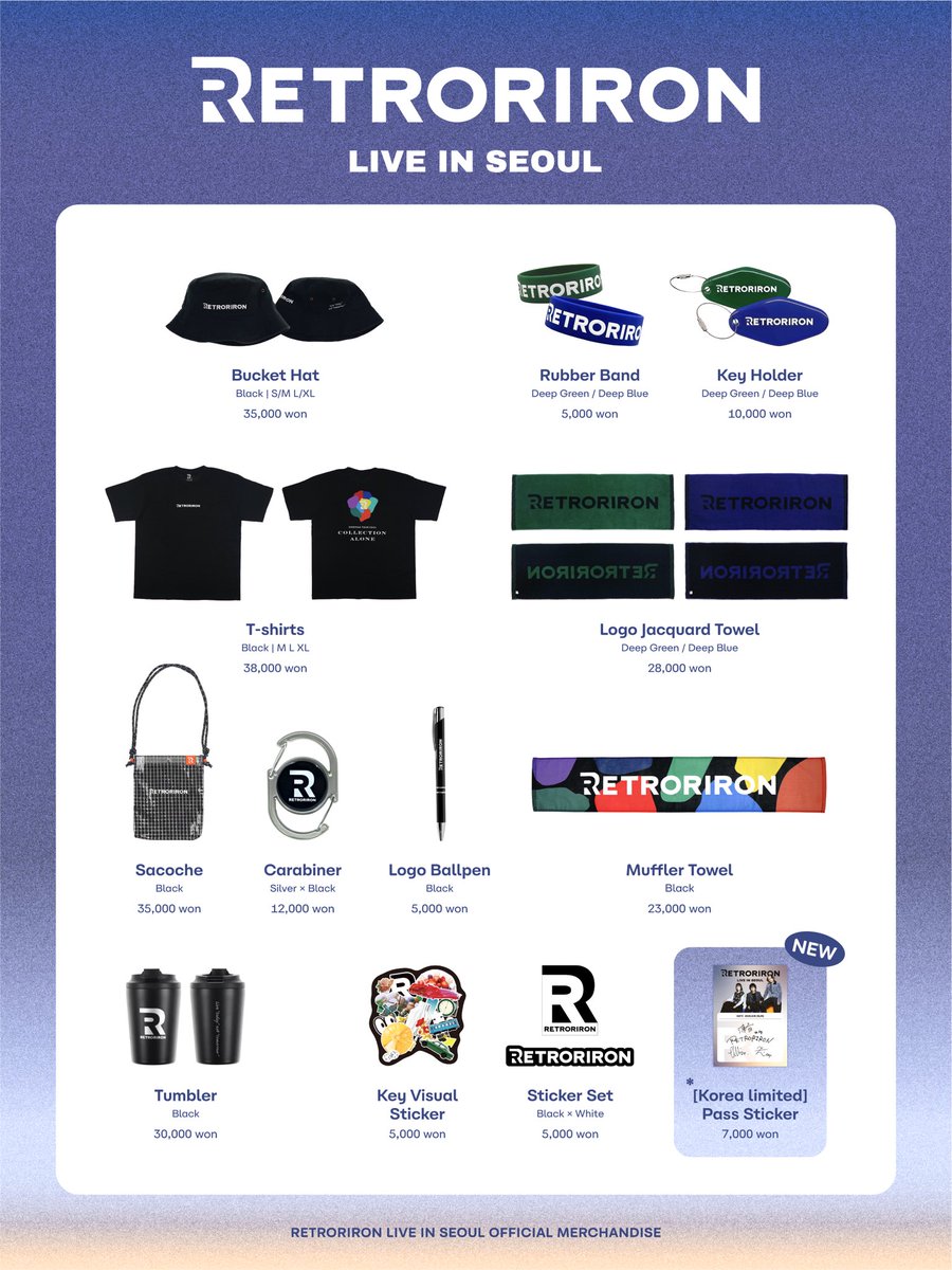 retroriron's tweet photo. 📌MD 판매 관련 안내📌

🗓️8/16(Sun) at 서울 마포구
KT&G SANGSANGMADANG LIVE HALL

"RETRORIRON LIVE IN SEOUL"

⏰MD 판매 16:00〜

당일에는 한국 공연 한정 MD도 있습니다!
이번 기회에 꼭 구매해주세요!

※MD는 공연 예매자에 한하여 판매합니다.
※결제는 카드 결제만 가능합니다. (현금 결제 및 계좌이체 불가)

🔗상세 내용은 공식 HP에서 확인해주세요.
https://t.co/3LpzsKymRG