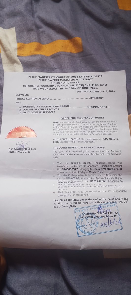 owusuruactive's tweet photo. @moniepoint I mistakenly sent 90k to a Monie point acct by the name Joelas ventures point 1 and have had report at ur office and even on the opay app since March 17 2026 till now and the money hasn't been refunded even when I was asked to bring court order and I did still yet nothing done https://t.co/9KY4bDQdSo