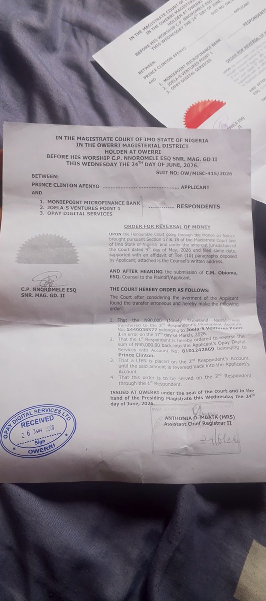 owusuruactive's tweet photo. @moniepoint I mistakenly sent 90k to a Monie point acct by the name Joelas ventures point 1 and have had report at ur office and even on the opay app since March 17 2026 till now and the money hasn't been refunded even when I was asked to bring court order and I did still yet nothing done https://t.co/9KY4bDQdSo