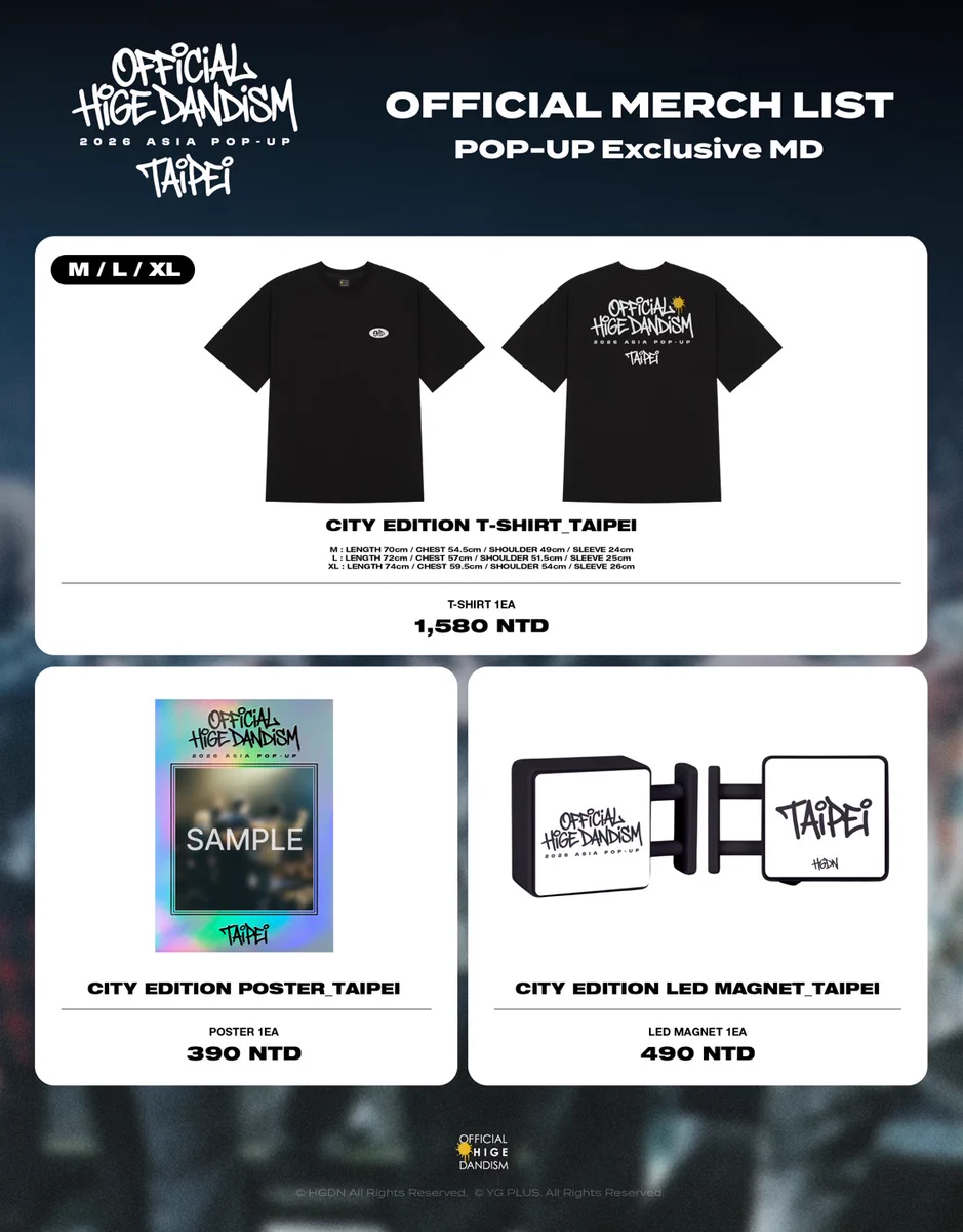 Official髭男dism アジアポップアップTシャツ　台北　Lサイズ Official髭男dism on X: 
