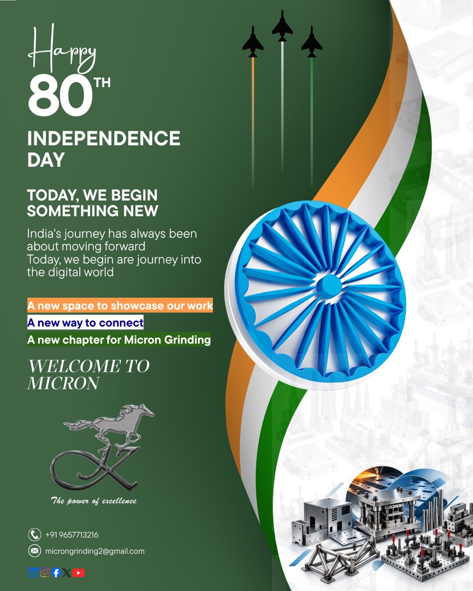 Micron_Grinding's tweet photo. 🇮🇳 Happy Independence Day!
As India celebrates 80 years of freedom, Micron begins a new chapter stepping into the digital world.
A new space to showcase our capabilities, share our work and connect.

The Power of Excellence.

#MicronGrinding #IndependenceDay #ManufacturingIndia https://t.co/9uXYCUVYEH