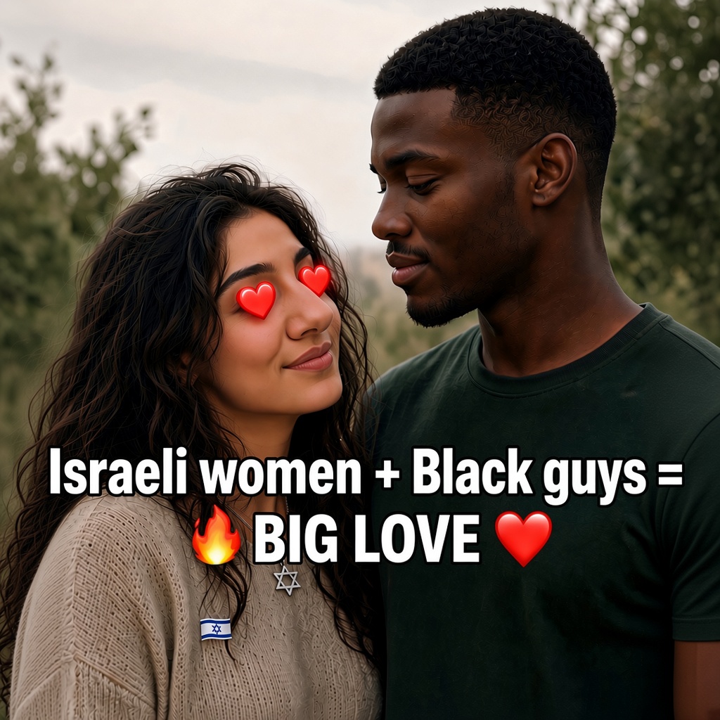 p0liniak's tweet photo. Israeli women have such big noses because they're biologically adapted to detect handsome black men.

My black brother, Israeli women adore you! You'll have a better time with them than in paradise! https://t.co/RY5aep92Lv
