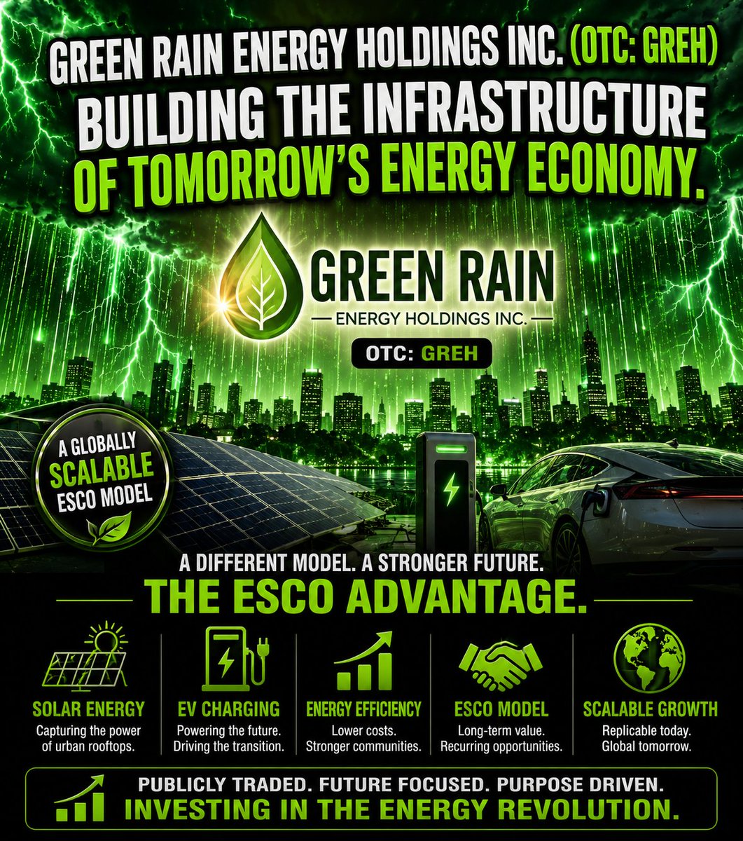 mlovesvintage1's tweet photo. @GreenRainEn Green Rain Energy Holdings Inc. (OTC: GREH): Building the Infrastructure of Tomorrow’s Energy Economy. https://t.co/gjYvzUI8F6