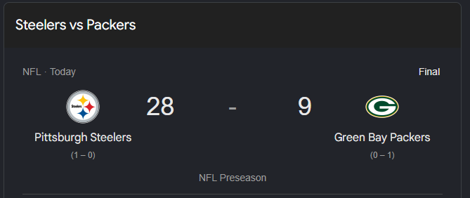 TheMarkofEvil's tweet photo. First Preseason game for my Steelers in the bag! It's good to have football back, Baby! #NFLFans #PittsburghSteelers #NFLAustralia #NFLonDAZN https://t.co/VlrlUSGHYW