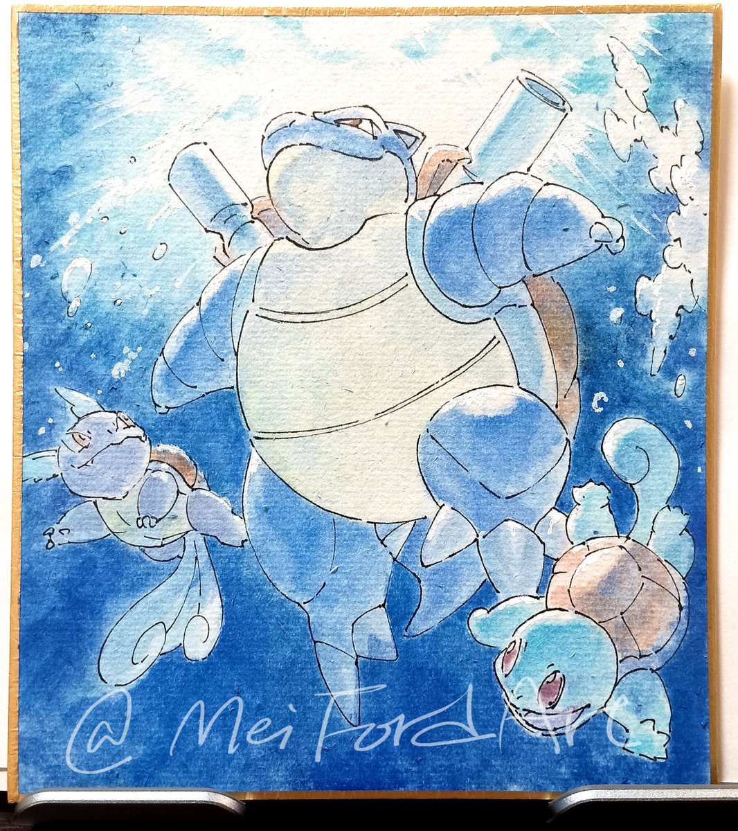 MeiFordArt's tweet photo. カメックス色紙できました！明日の夏コミに持っていきます。#C108 https://t.co/q3ytIG0AOY