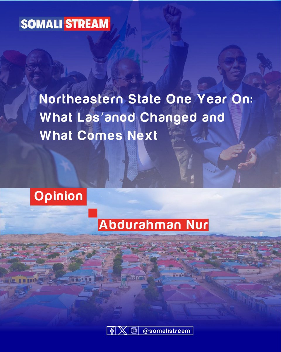 Somali_Stream's tweet photo. “Northeastern State has changed the political map. Lasanod can no longer be treated as the eastern edge of Somaliland’s project or the western extension of Puntland’s.” Abdurahman Nur

🔗 https://t.co/CUFIJwmq8N https://t.co/gCqXxE3CzX