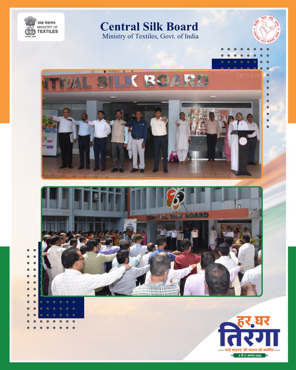 csbmot's tweet photo. As part of the Nasha Mukt Bharat Abhiyan, the Brahma Kumaris, in collaboration with the Government of India, organized the "10 Crore Drug De-Addiction Pledge Maha Abhiyan" at the Central Silk Board Bengaluru.

The campaign created awareness about adopting a healthy, responsible and drug-free lifestyle. Shri P. Sivakumar IFS Member Secretary Central Silk Board appreciated the initiative for bringing this important message to the organization.

#NashaMuktBharat #DrugFreeIndia #CentralSilkBoard #BrahmaKumaris #SayNoToDrugs #HealthyLifestyle #GovernmentOfIndia #ViksitBharat #DrugFreeSociety #YouthAgainstDrugs #AwarenessForChange

Nasha Mukt Bharat Abhiyan, Drug De-Addiction Pledge, 10 Crore Drug De-Addiction Pledge Maha Abhiyan, Central Silk Board, Brahma Kumaris, Drug-Free India, Healthy Lifestyle, Public Awareness Campaign, Government of India.

@TexMinIndia @girirajsinghbjp @PmargheritaBJP @IfsSivakumar
