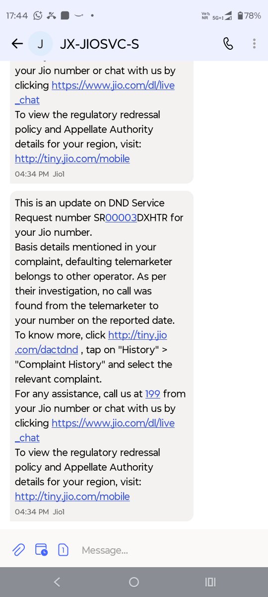 BINAYNIMODIA's tweet photo. @TRAI your dnd reporting is worst .
1) I reported multiple number from call history through your app.
2) it went to service compalilt to @JioCare 

3) jio reported that the operator never called me so the call in my history and the reporting from call history  @trai app is fake https://t.co/9ZrzhP4f6J