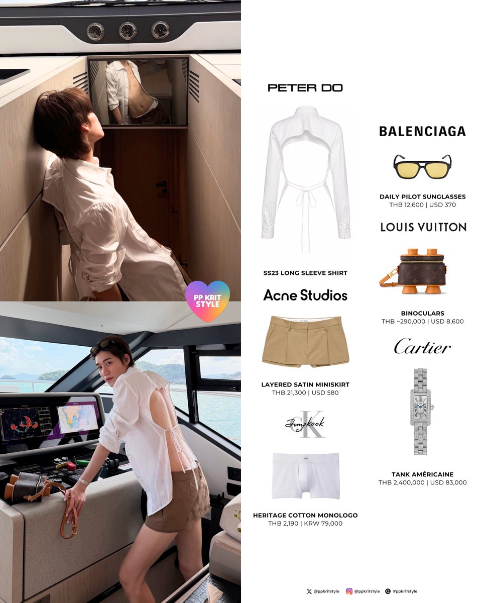 ppkritstyle's tweet photo. 〰️ @ppkritt #ppkritt 260814 Instagram update 🧘

#AcneStudios Layered Satin Miniskirt
#Balenciaga Daily Pilot Sunglasses
#Cartier Tank Américaine
#LouisVuitton Binoculars
#PeterDo Long Sleeve Shirt
#Jungkook Heritage Cotton Monologo

#PPKritEntertainment #ppkritstyle https://t.co/do3k8gF8Zs