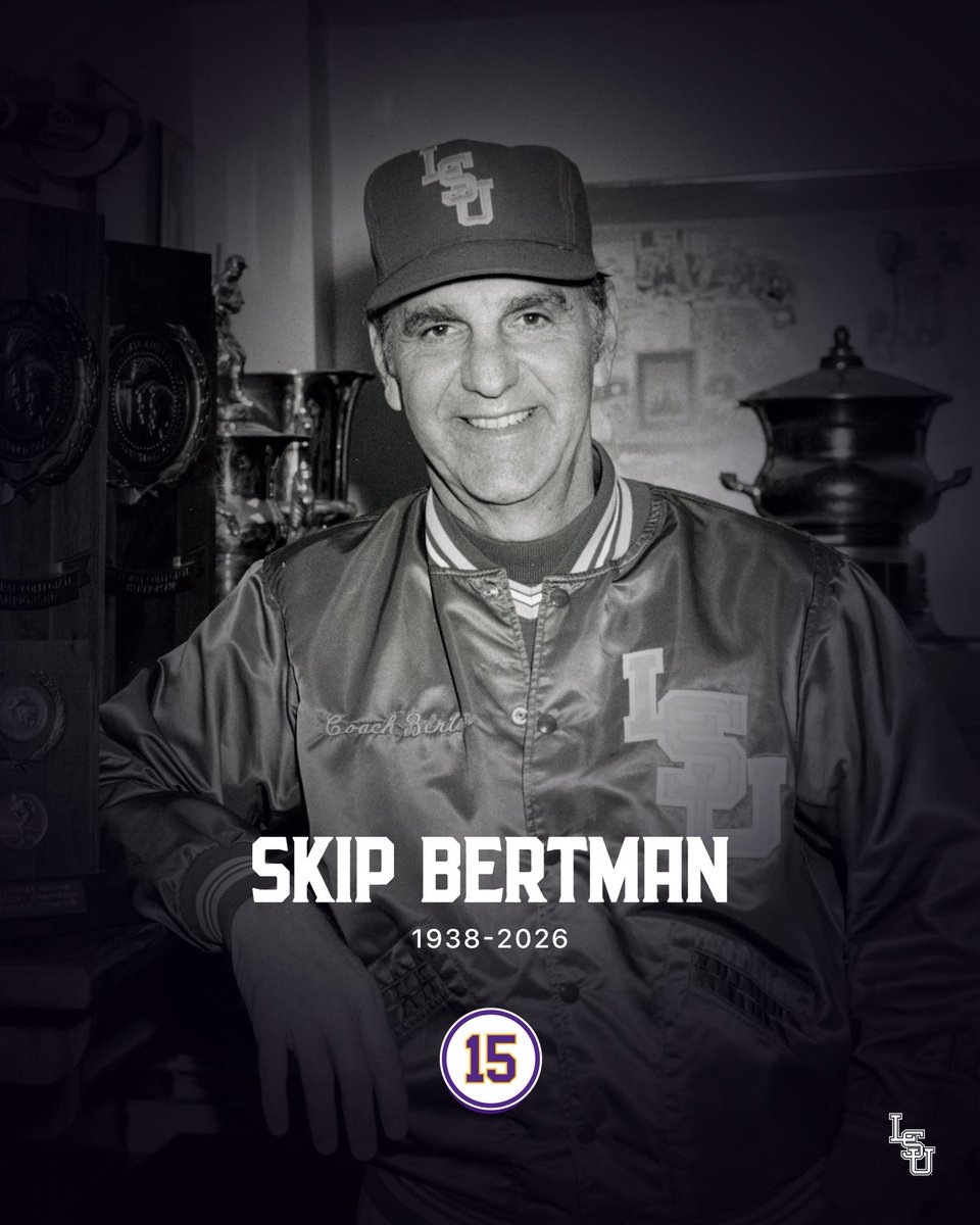 LSUsports's tweet photo. We mourn today the passing of LSU legend Skip Bertman, the greatest coach in college baseball history, a visionary leader, and one of the most impactful figures in the evolution of collegiate athletics. https://t.co/ImXrx2smwv