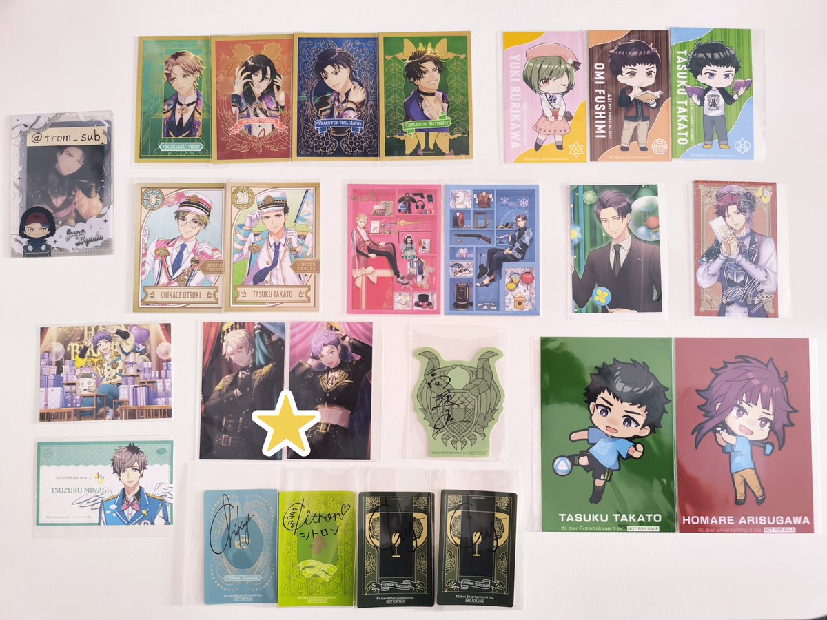 trom_sub's tweet photo. 【交換･譲渡】A3! ぱしゃこれ 特典

▶譲
咲也、綴、至、シトロン、千景、幸、一成、九門、太一、臣、左京、莇、紬、丞、誉、東、ガイ
定価+送料 ※画像③のみ

▶求 各1
画像③ 箔 十座 
⭐同種 万里
>> 異種 十座
定価+送料 ※画像①のみ

◇箔1につき①②から3点まで提供可
郵送･手渡し(リトリン) https://t.co/E4kVXBp9Bo