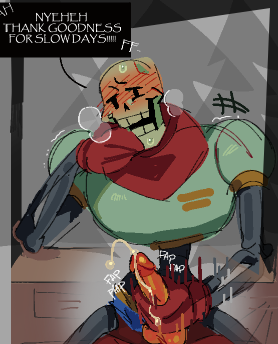 BIGG3STBONE's tweet photo. * After watching a certain video, Papyrus became interested in trying out stealth masturbation.

"THANK GOODNESS FOR SLOW DAYS..."

* Hopefully no one will show up to catch him off guard. https://t.co/pTuCTIfSV3