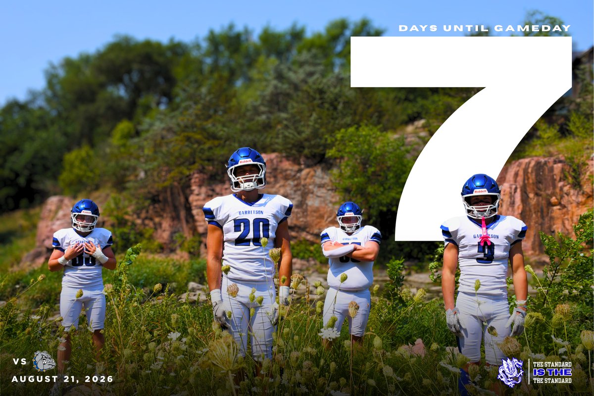 GarretsonFB's tweet photo. π΅ THE COUNTDOWN π΅
ποΈ 7 days until Gameday
π vs Baltic
β° Friday, August 21
#BlueDragonFootball | #GarretsonPride | #TheStandardIsTheStandard https://t.co/WWmXARNrxx