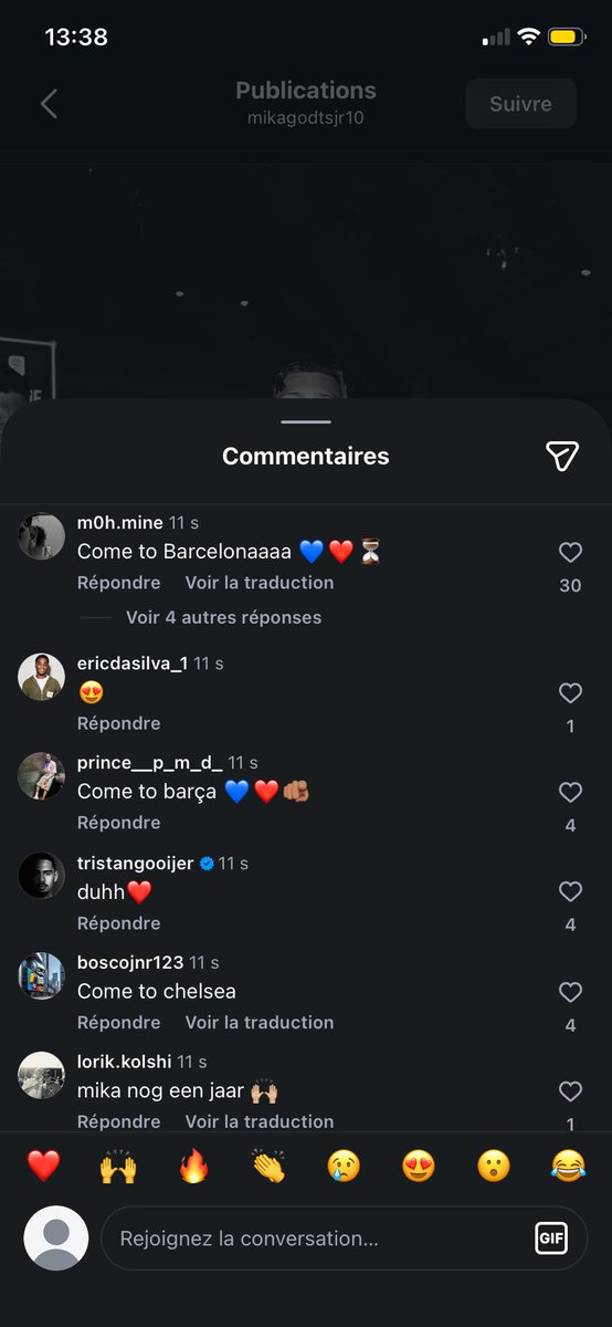 Roldinho_7's tweet photo. Les supporters du Barça sur une publication du crack parisien Mika Godts 

Ils font vraiment pitié ces gars 😂 https://t.co/RF4NeFy5nz