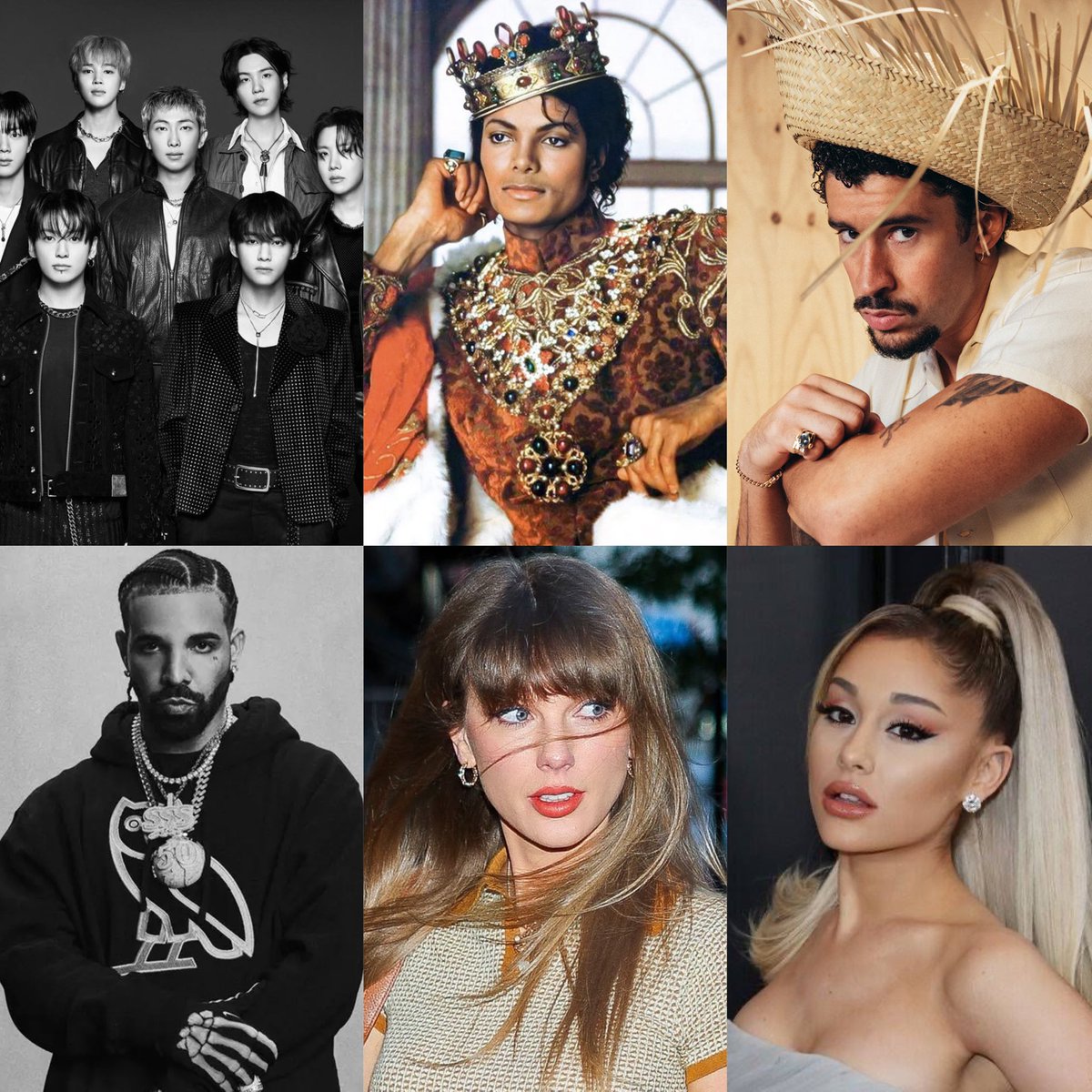 chartradar_'s tweet photo. Artists that have spent two weeks on the Global Digital Artists Ranking in 2026:

1. BTS
2. Michael Jackson
3. Bad Bunny
4. Drake
5. Taylor Swift
6. Ariana Grande https://t.co/uo7YoNUwoP