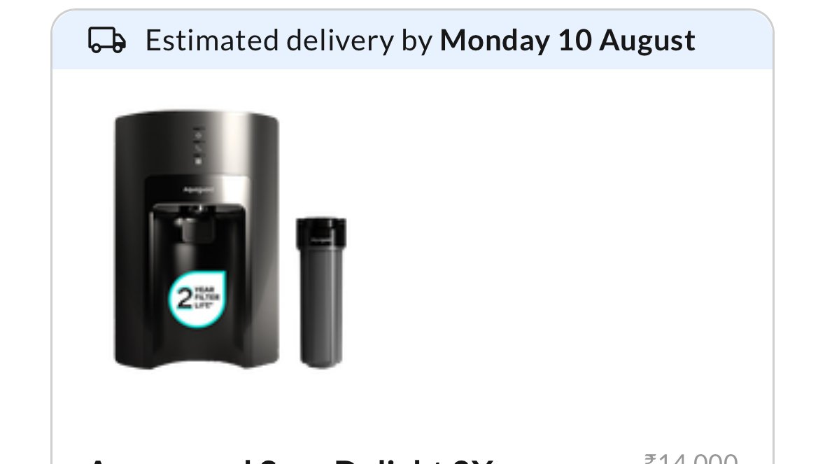 kothari__kishan's tweet photo. @EurekaforbesIN  10 August Estimated delivery on 14th Aug https://t.co/cQzQaTc9OC