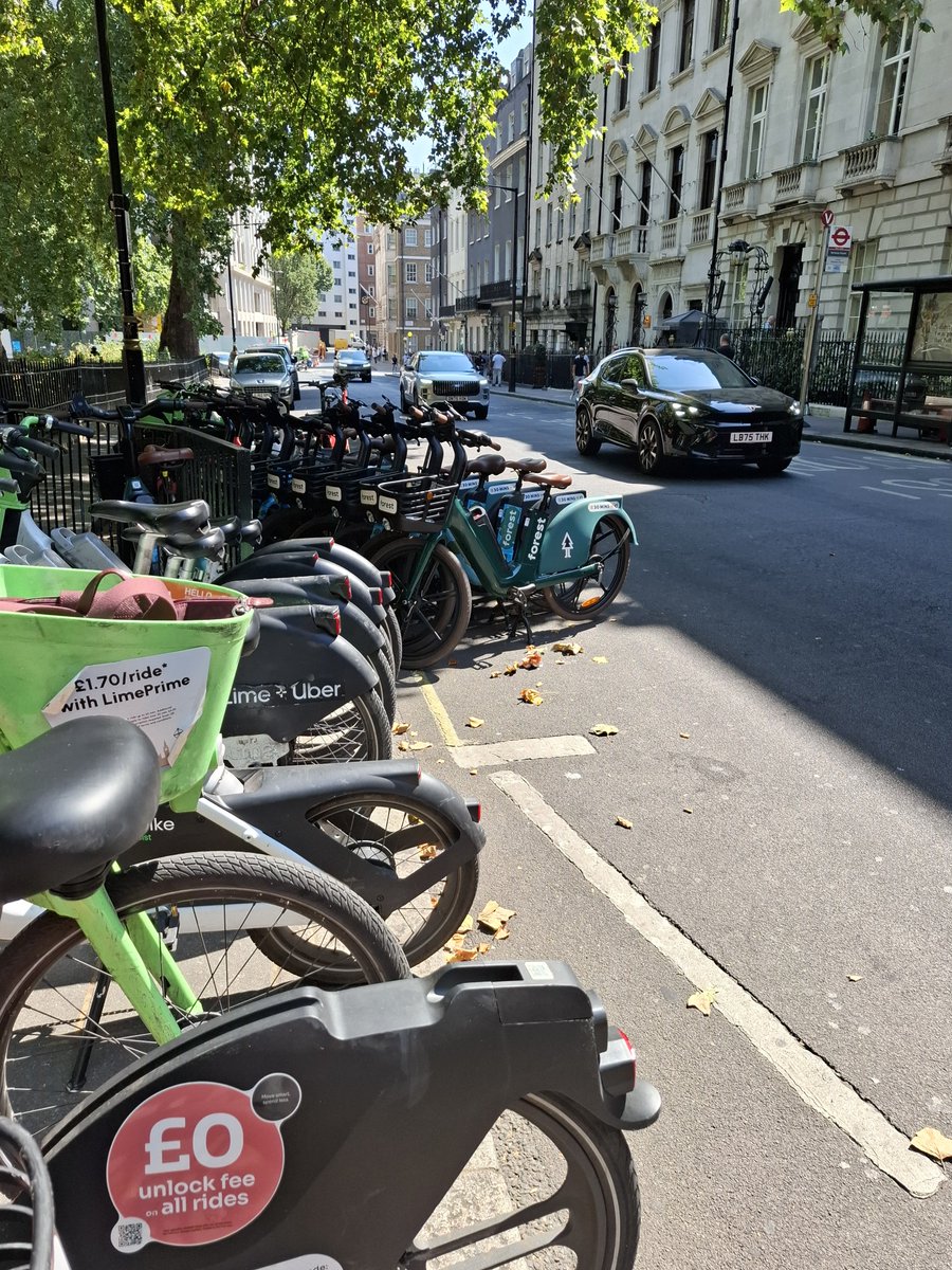 King61B's tweet photo. @CityWestminster @Leader_WCC @forestbike_uk it seems your local operator doesn't know what obstruction means. These have just been left there by him. #BerkeleySquare https://t.co/mhsdVP6QgQ