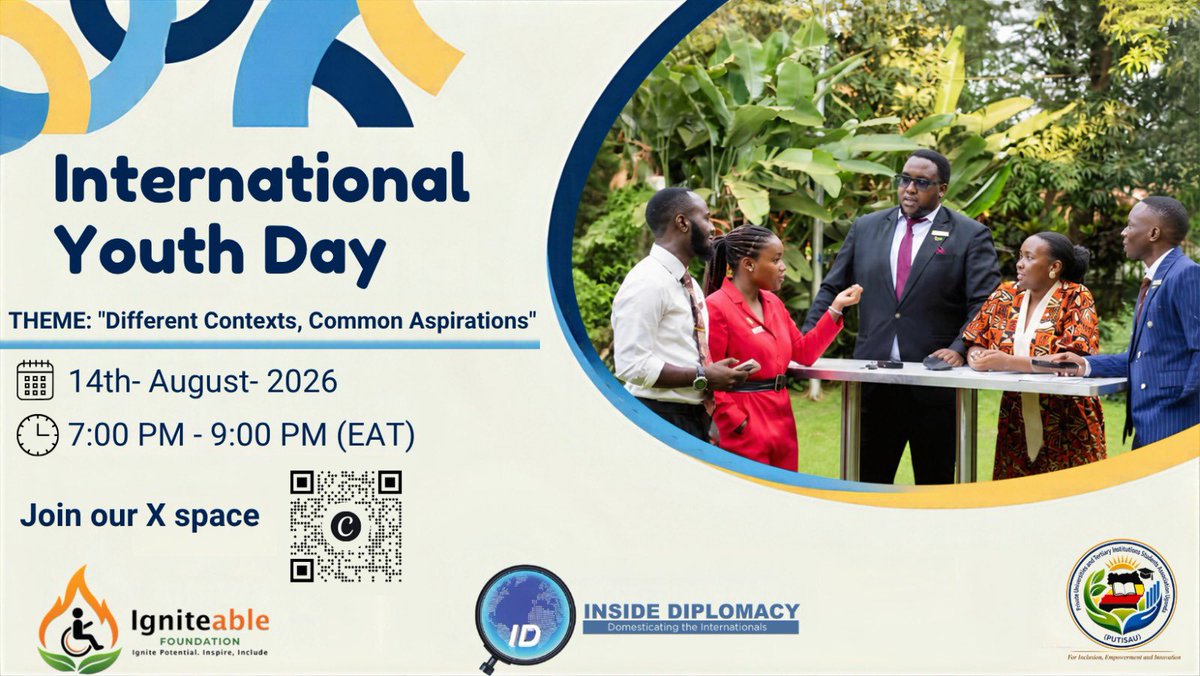BasemeraVanessa's tweet photo. Today, I’ll be joining the conversation on “Different Contexts, Common Aspirations" Global Solidarity, Shared Challenges and Youth Innovation in Focus” on an X Space hosted by @diplomatical05 

Join in https://t.co/kC0jnQWqar 

#InternationalYouthDay #YouthLeadership https://t.co/ykY5GrikMe
