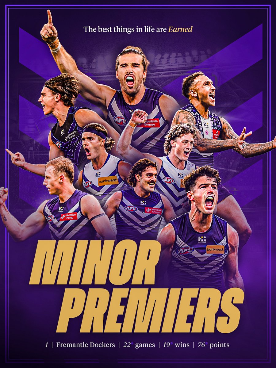 freodockers's tweet photo. how good Freo fam 💜

but the story’s not done yet, plenty more work ahead of us.

#foreverfreo https://t.co/G6KMzS6xpI