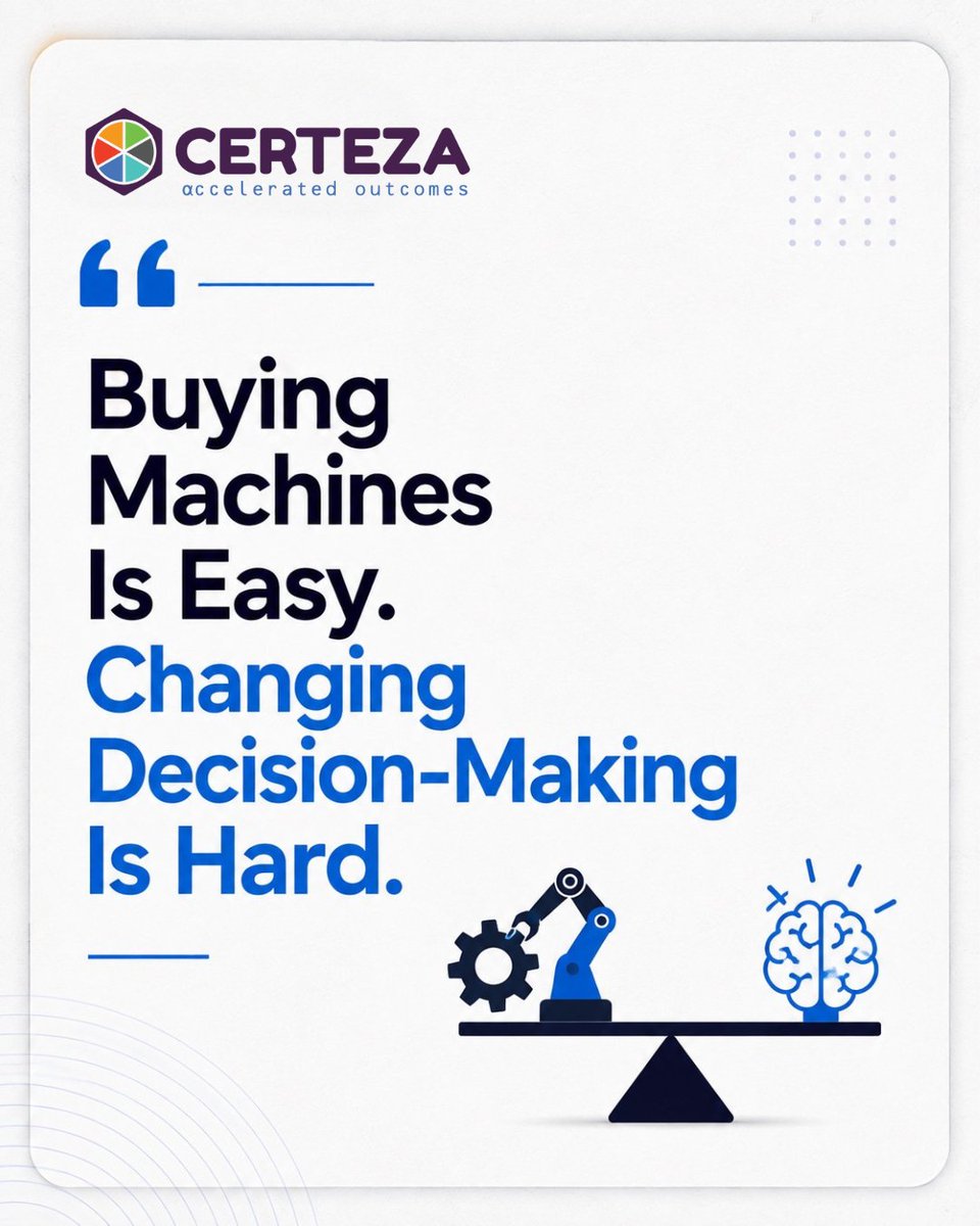 vpremjee's tweet photo. We hear a version of this from almost every founder scaling a multi-plant business.

Has new technology actually changed how decisions get made in your business?

#Manufacturing #SupplyChain #DecisionIntelligence #Certeza https://t.co/zgAo4o2ylt