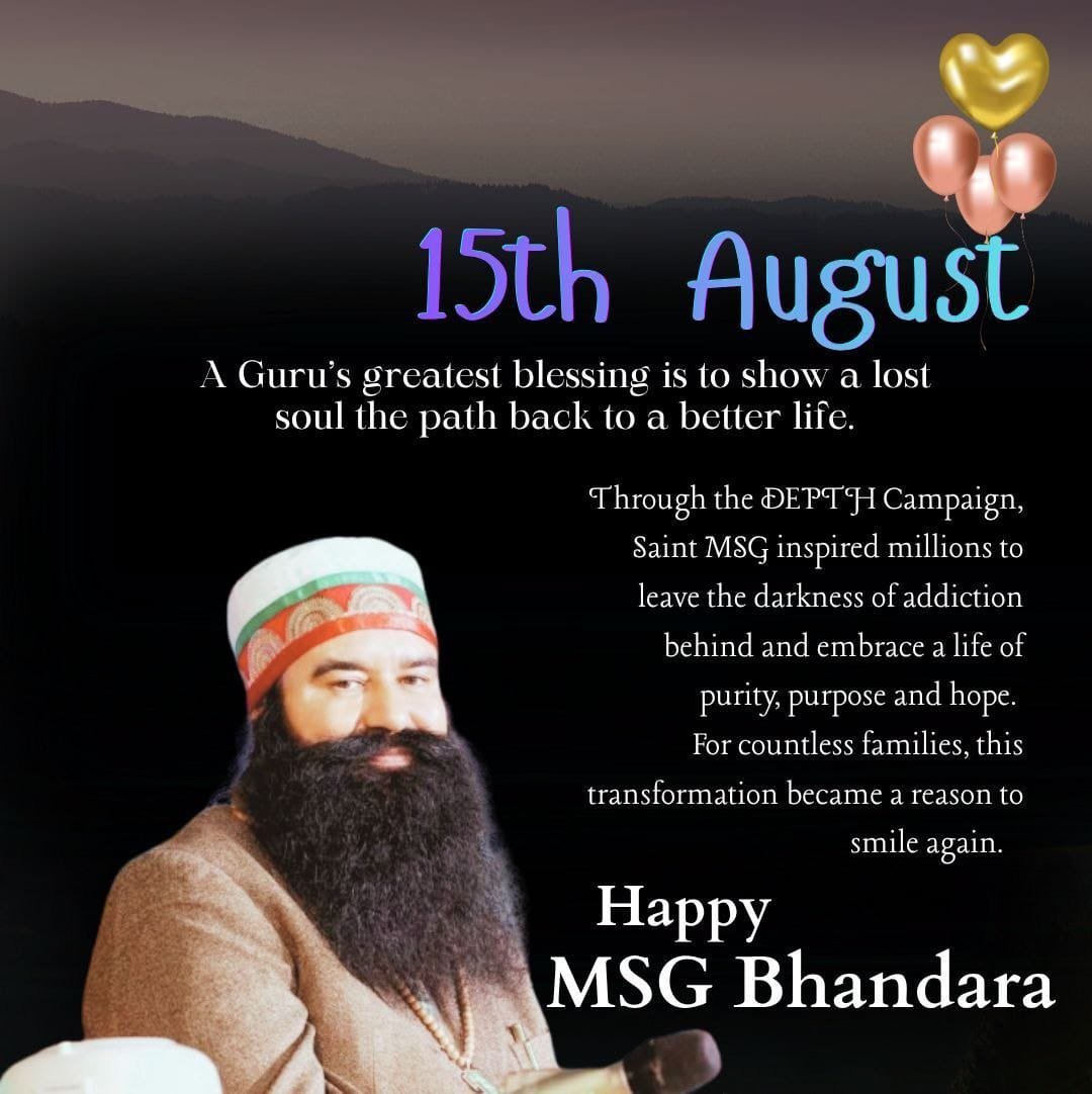 vipib7202's tweet photo. 15 अगस्त का वो पवित्र दिन जब 
Saint Gurmeet Ram Rahim Singh Ji ने अवतार लेकर इस सृष्टि पर उपकार किया और हमे रूहानियत और इंसानियत का पाठ पढ़ाकर हमारा जीवन खुशहाल बनाया।इस दिन के उपलक्ष्य मे साध संगत #MSGBhandaraCelebration 
#59वां_अवतार_दिवस मनाकर चारो ओर खुशियां बांट रहे है। https://t.co/oT5uc63xZQ