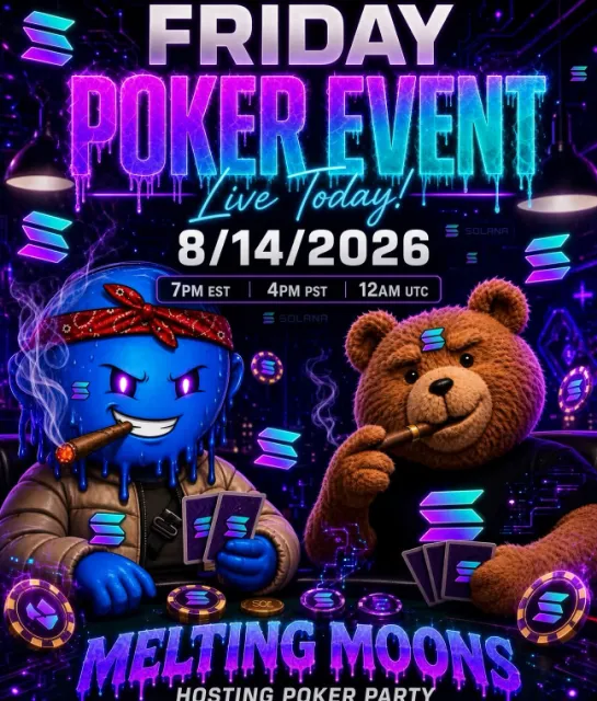 BetFicasino's tweet photo. 🚨 POKER FRIDAY 

@MeltingMoons_  is hosting the party. 🌙♠️

TONIGHT
⏰ 7PM EST | 4PM PST | 12AM UTC
Pull up. Take a seat. 

Play here:  https://t.co/f6kJpCZnsf

#Solana #Cardano #Poker #BetFi https://t.co/UBMwachcyC