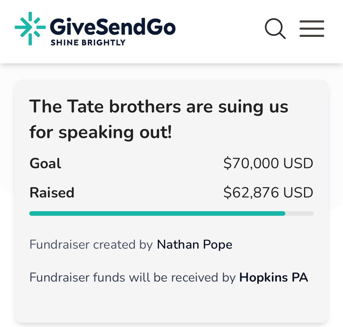 CrayonMurders's tweet photo. We’re currently fighting three civil cases filed by Andrew Tate and have already defeated him once.

We have hearings on Aug 28 and Sept 18, where we expect more swift victories.

Please consider donating to the fight so Tate keeps losing. 

👉🏼 https://t.co/uLDh8DW5Ap https://t.co/DLydEMZchV