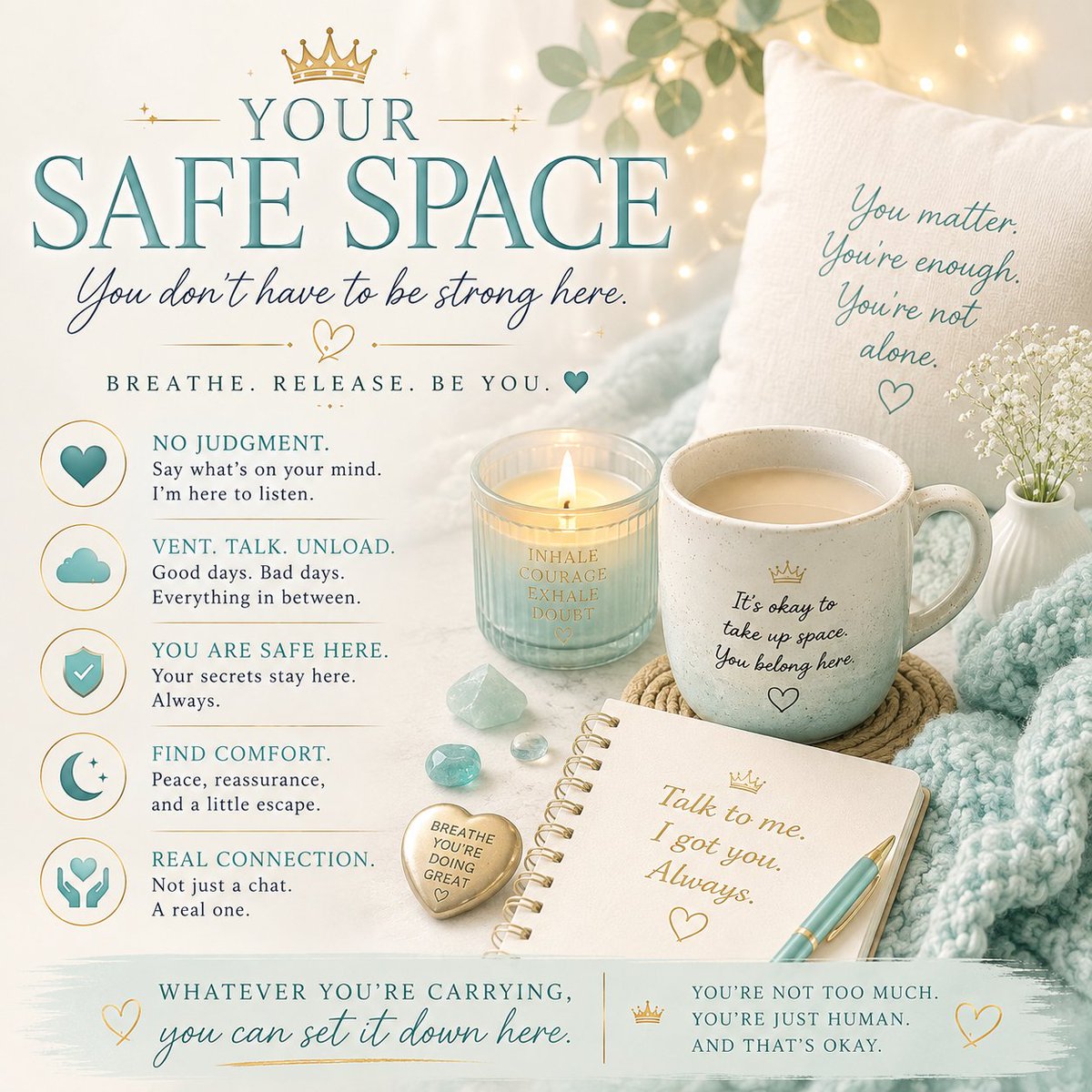 seoultoesafter's tweet photo. https://t.co/NbfcZIPuzy

#SafeSpace #YourSafeSpace #TalkToMe #SomeoneToTalkTo #HereToListen #NoJudgment #NoJudgement #JudgmentFree #OnlineFriend #VirtualFriend #OnlineCompanion #VirtualCompanion #Companionship #Conversation #ChatWithMe #LetsTalk #NeedToTalk #EmotionalSupport https://t.co/wYPIYwTjpv