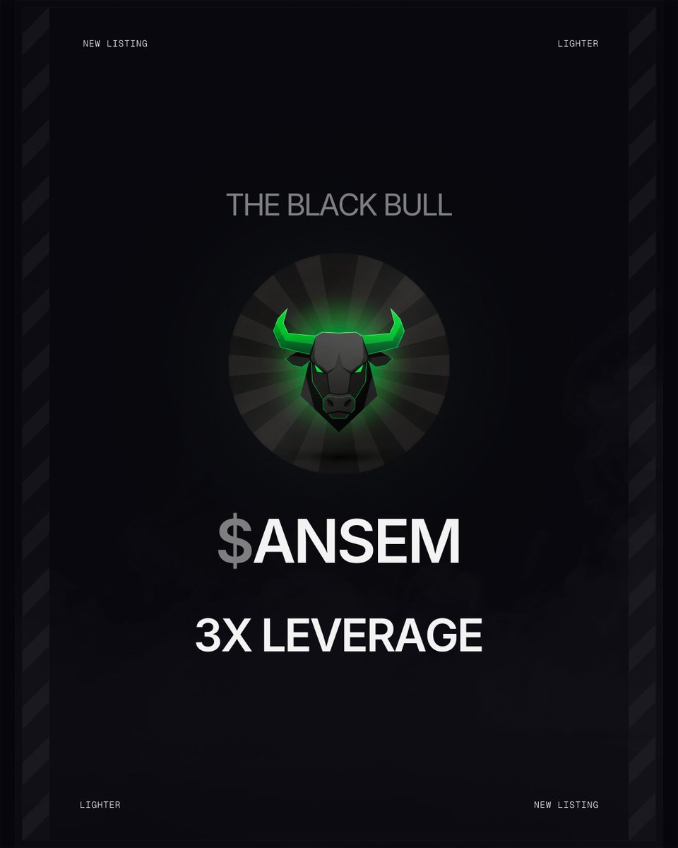 Lighter_xyz's tweet photo. New perp listing! You can now trade $ANSEM with up to 3x leverage on Lighter Core and Lighter on Robinhood Chain. https://t.co/5o51hFJDXM