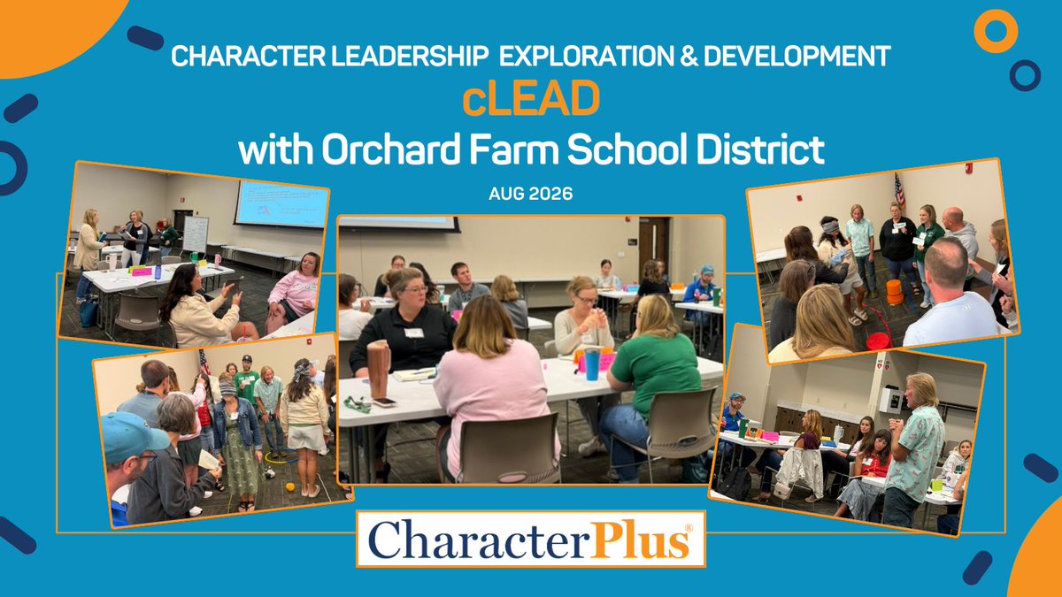 CharacterPlus's tweet photo. This month, @OrchardFarmRV emerging leaders continued their cLEAD journey, exploring the power of belonging, trust, and empathy in leadership.
Flourishing schools start with flourishing leaders.
#CharacterPlus https://t.co/YMu0pEyruH