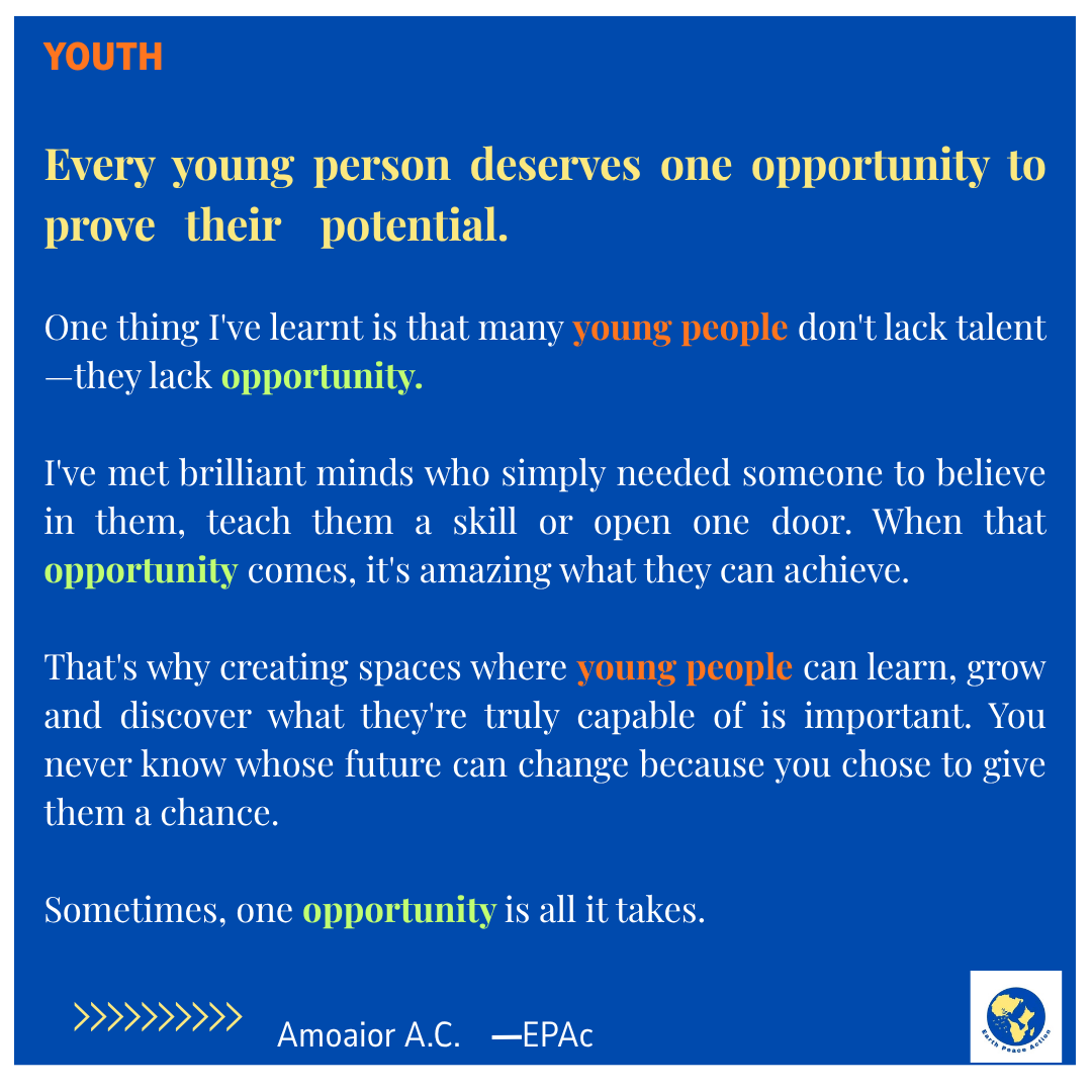 CephasAmoaior's tweet photo. Every young person deserves one opportunity to prove their potential.Talent is everywhere; opportunity isn't.
Let's create more doors for young people to learn, lead and thrive.
#YouthEmpowerment #Education #Innovation #Leadership #CommunityDevelopment #EarthPeaceAction https://t.co/OAR8EgoPN0