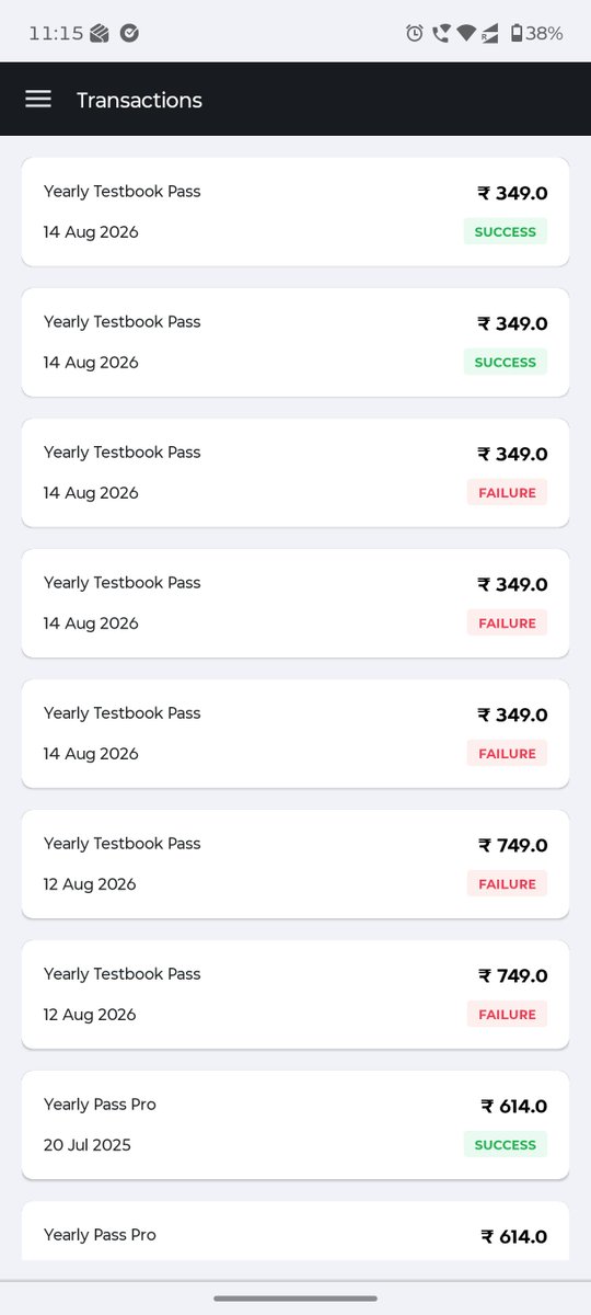 iamAMARdeepGP7's tweet photo. @Testbookdotcom Very disappointing experience. I paid ₹349 for the Yearly Testbook Pass around 12:10 AM. The payment initially showed FAILED, so I paid again and it was successful. Later, the first payment was also marked SUCCESSFUL, resulting in a duplicate charge. #testbook https://t.co/ZjiZ3gOPPQ