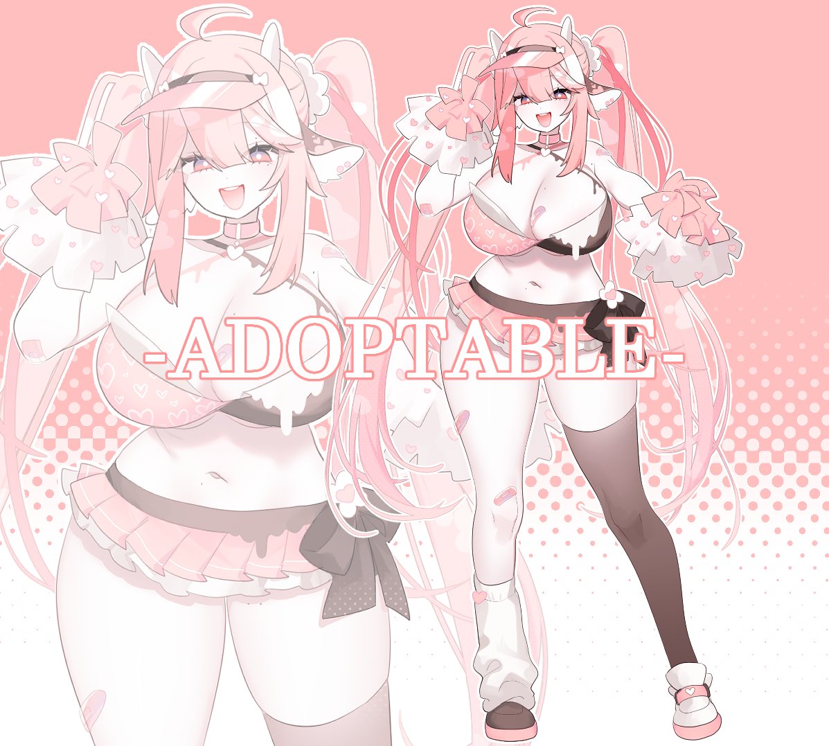 ExChigen_10's tweet photo. ADOPTABLE PINK MILK CHEERLEADER🐄
Theme :  pink/cow/cheerleader
SB : 15$    
MI : 5 $   
 AB : N/A     
bid in YCH (link in comment)    
#adoptable #adopts #oc https://t.co/ADpgTaTSXZ