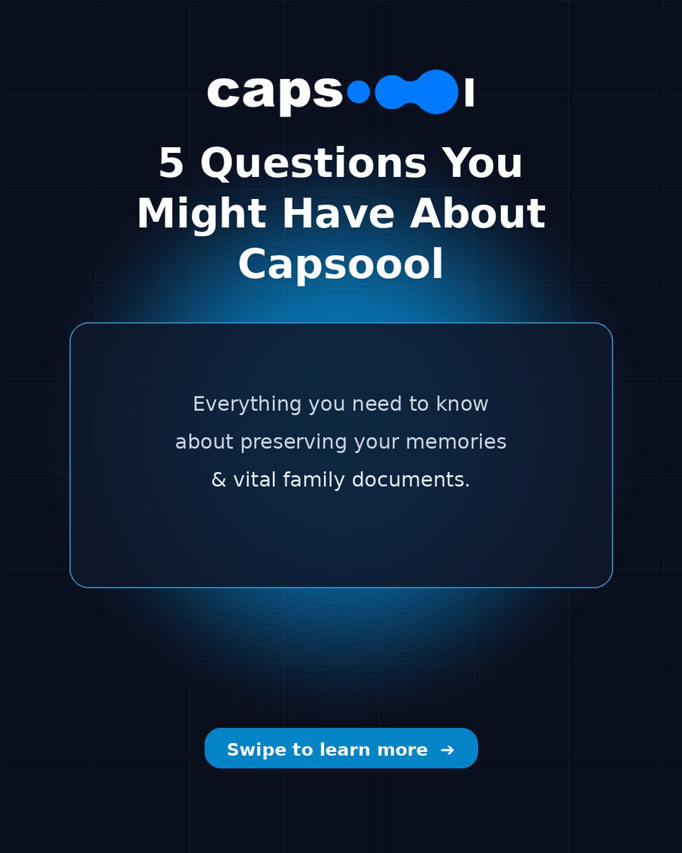 Capsoool_App's tweet photo. Got questions about Capsoool? 🤍

Here’s everything you need to know:
  
📁 Store letters, photos, videos &amp; vital documents
🔐 Bank-grade end-to-end encryption
👥 Trusted Persons deliver your wishes safely
  
Join the waitlist to get 3 MONTHS FREE! 👇

🔗 https://t.co/DWFThwrJtd https://t.co/nWB9gmVMDQ